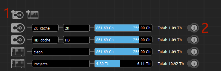 The Disk Manager's locations section