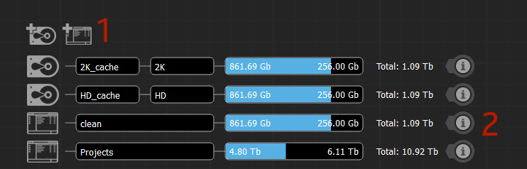 The Disk Manager's locations section